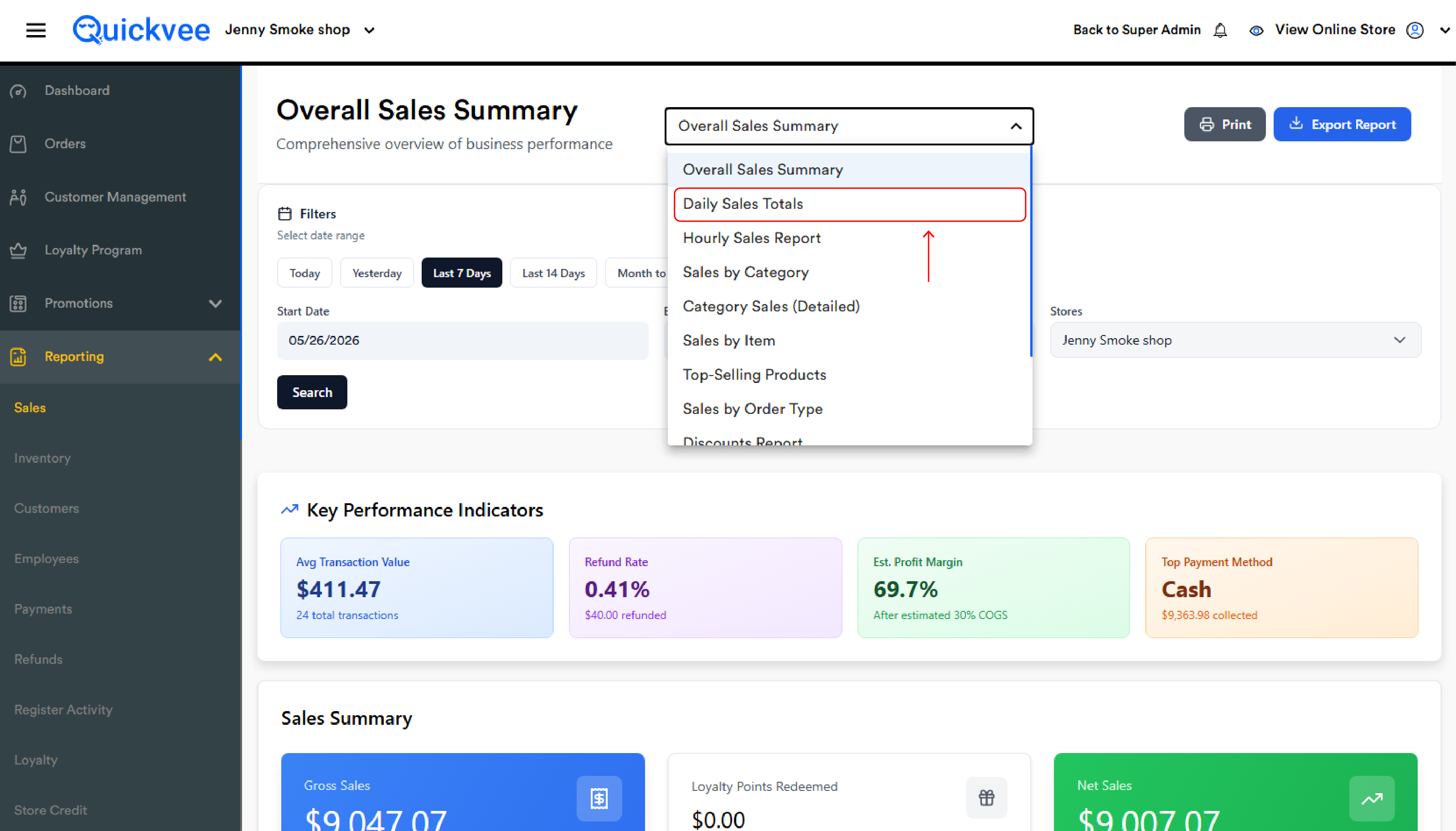1_Sales Reports → select Daily Sales Totals-20260602-065208.jpg