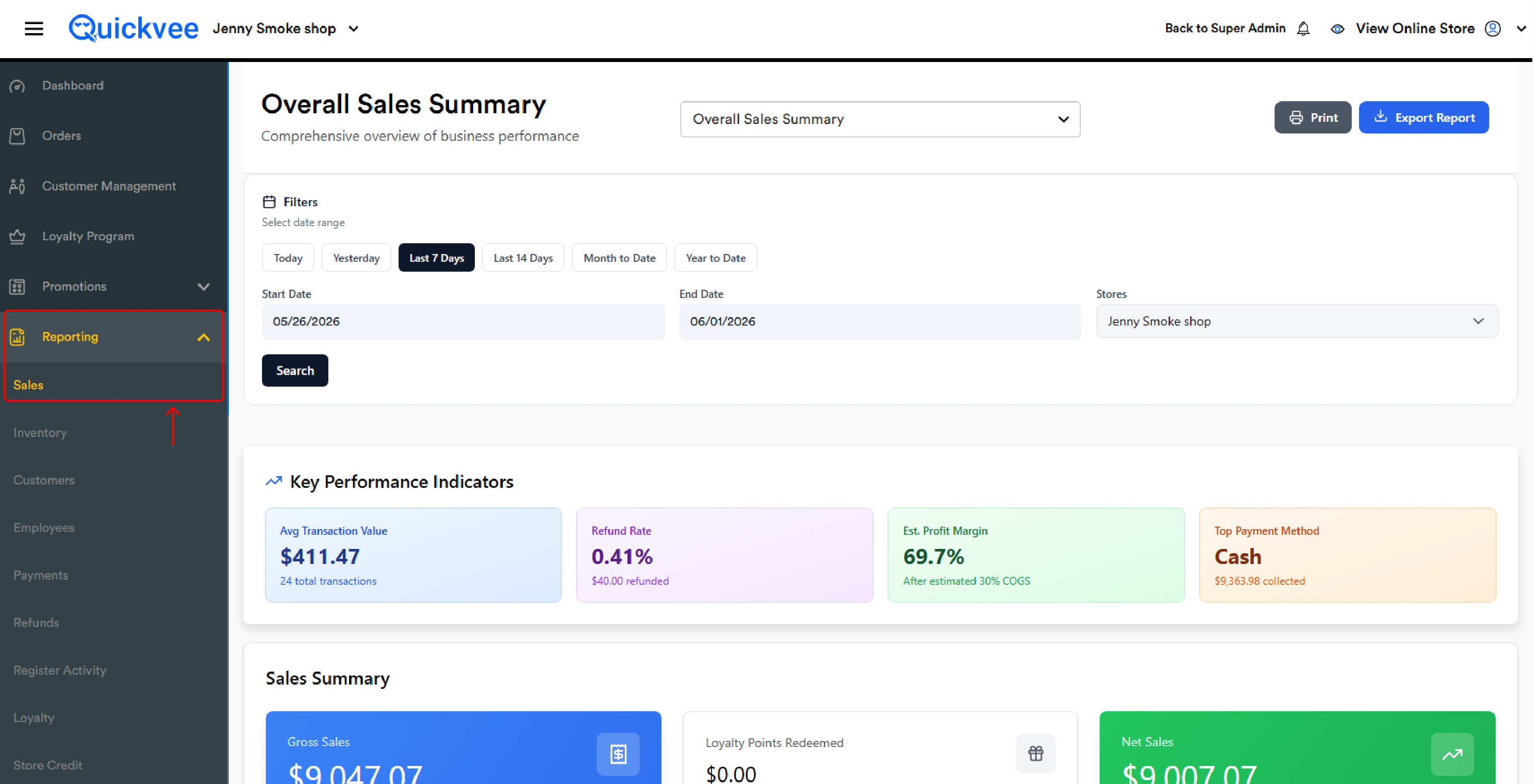 1_ Quickvee Web (merchant backend) → Reporting → Sales Reports -20260602-081812.jpg