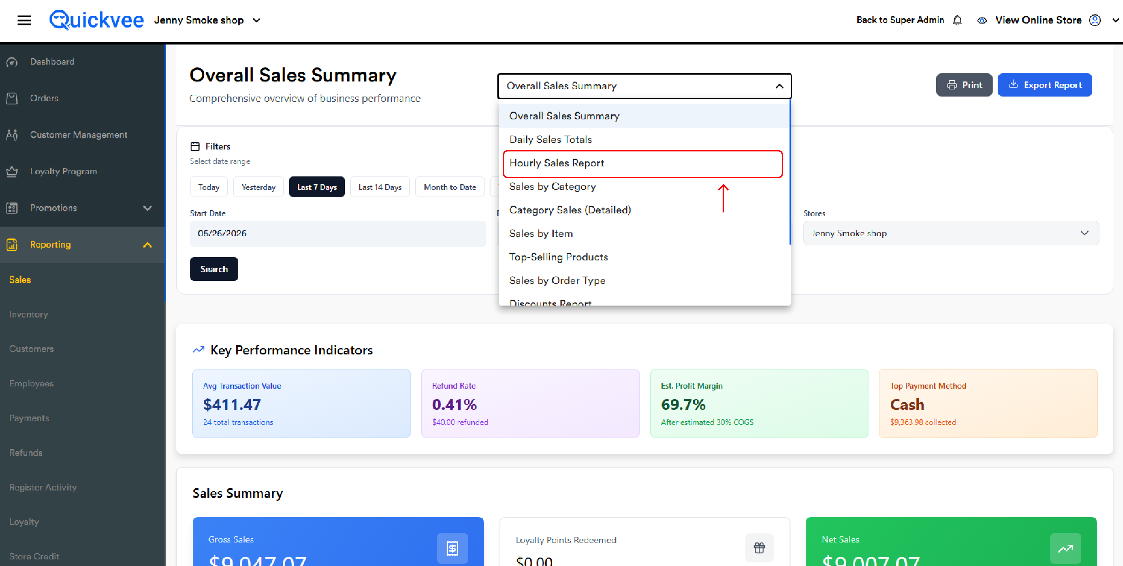 1_Sales Reports → select Hourly Sales Report (1)-20260610-125533.jpg