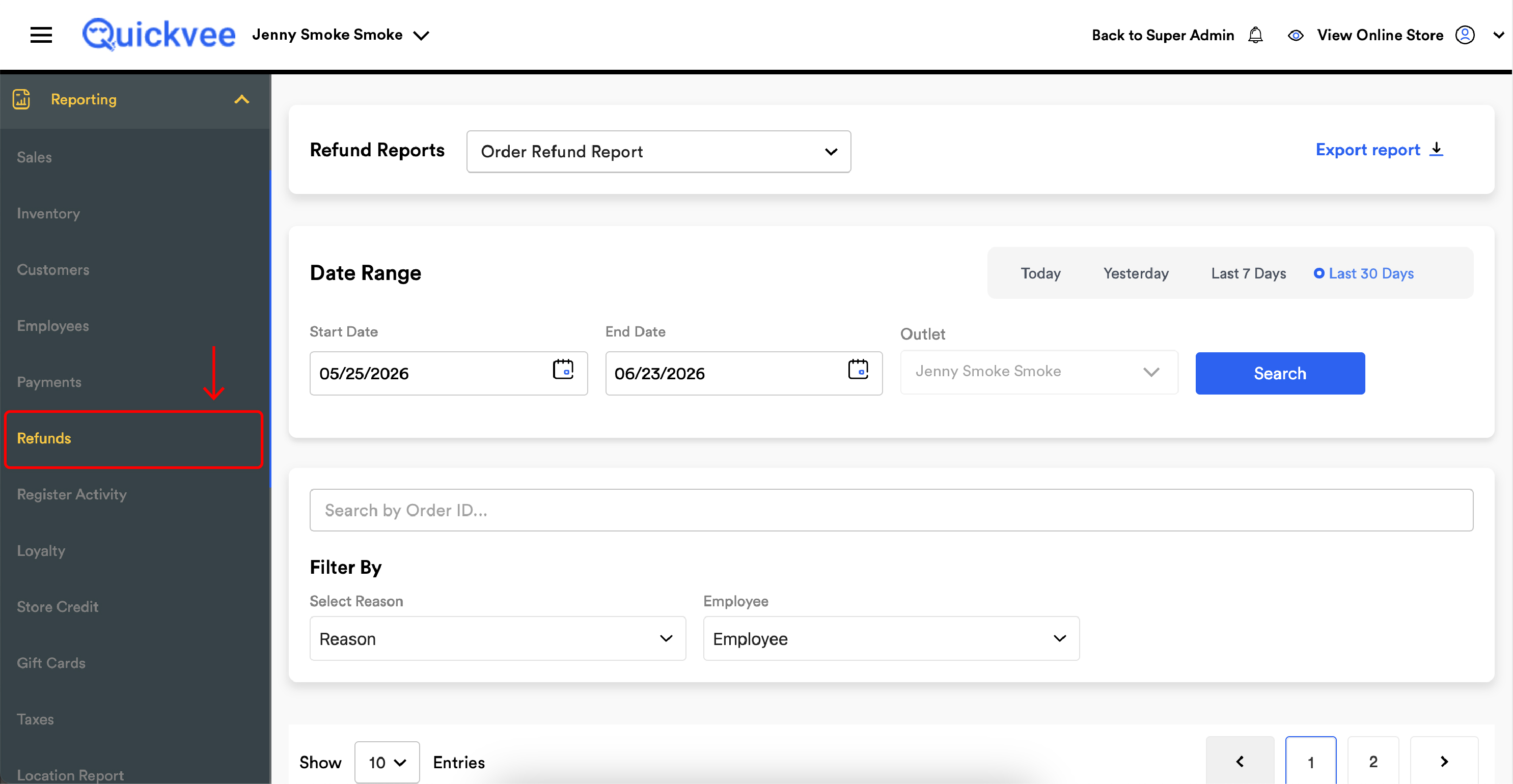 Refund Reports - Item Refund Report_side menu → Reporting → Refunds -20260626-081742.jpg