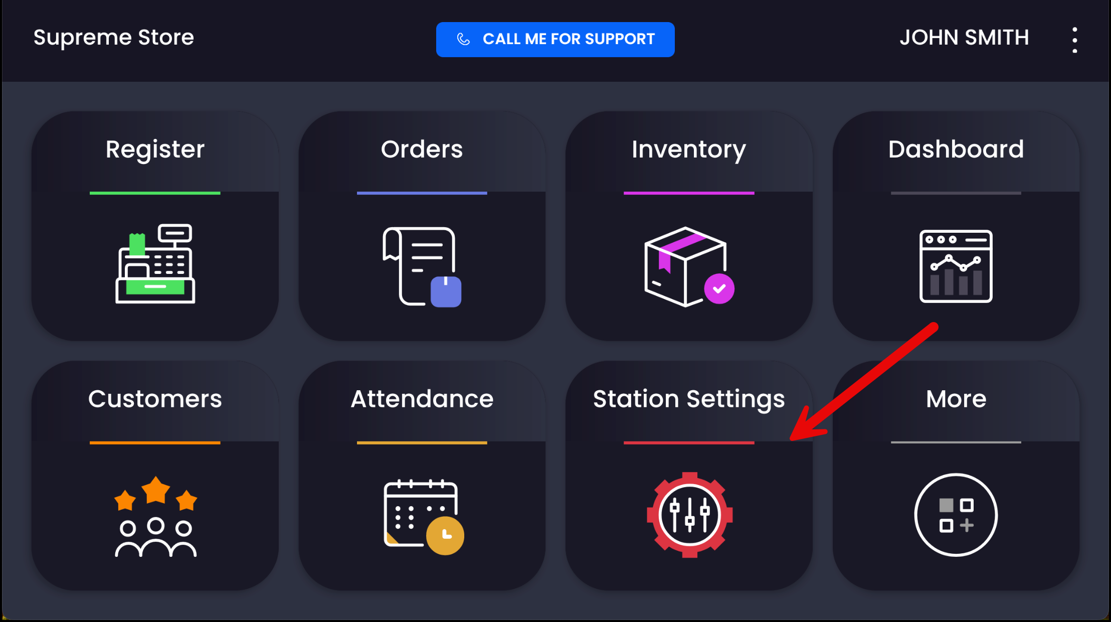 tap station settings
